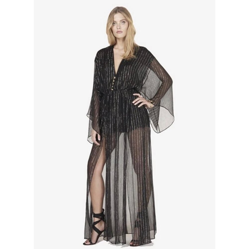 Dundas Silk Lurex Stripe Dress Women's Size XXS/XS (Italy 38) Flowing Kaftan NEW